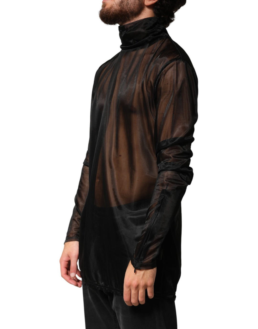 Dolce &amp; Gabbana Black Sheer Long Sleeves Turtleneck Top by Dolce &amp; Gabbana outlet now on sale