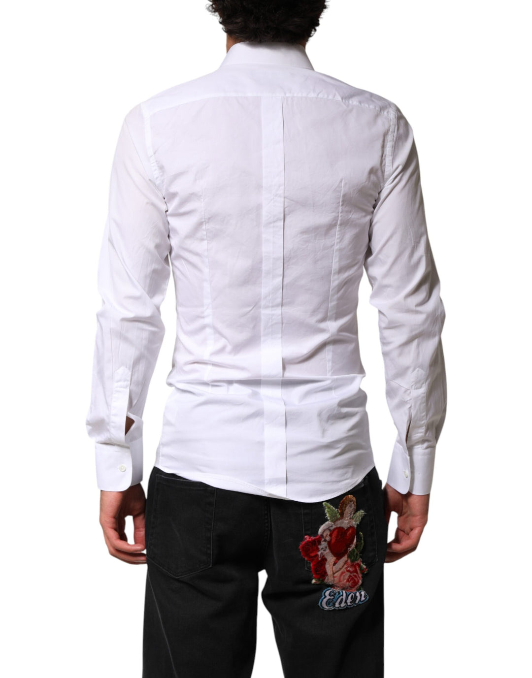 Dolce &amp; Gabbana Sample Sale Dolce &amp; Gabbana White Cotton GOLD Collared Dress Bib Formal Shirt - | Designer outlet