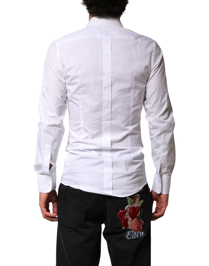Dolce &amp; Gabbana Sample Sale Dolce &amp; Gabbana White Cotton GOLD Collared Dress Bib Formal Shirt - | Designer outlet