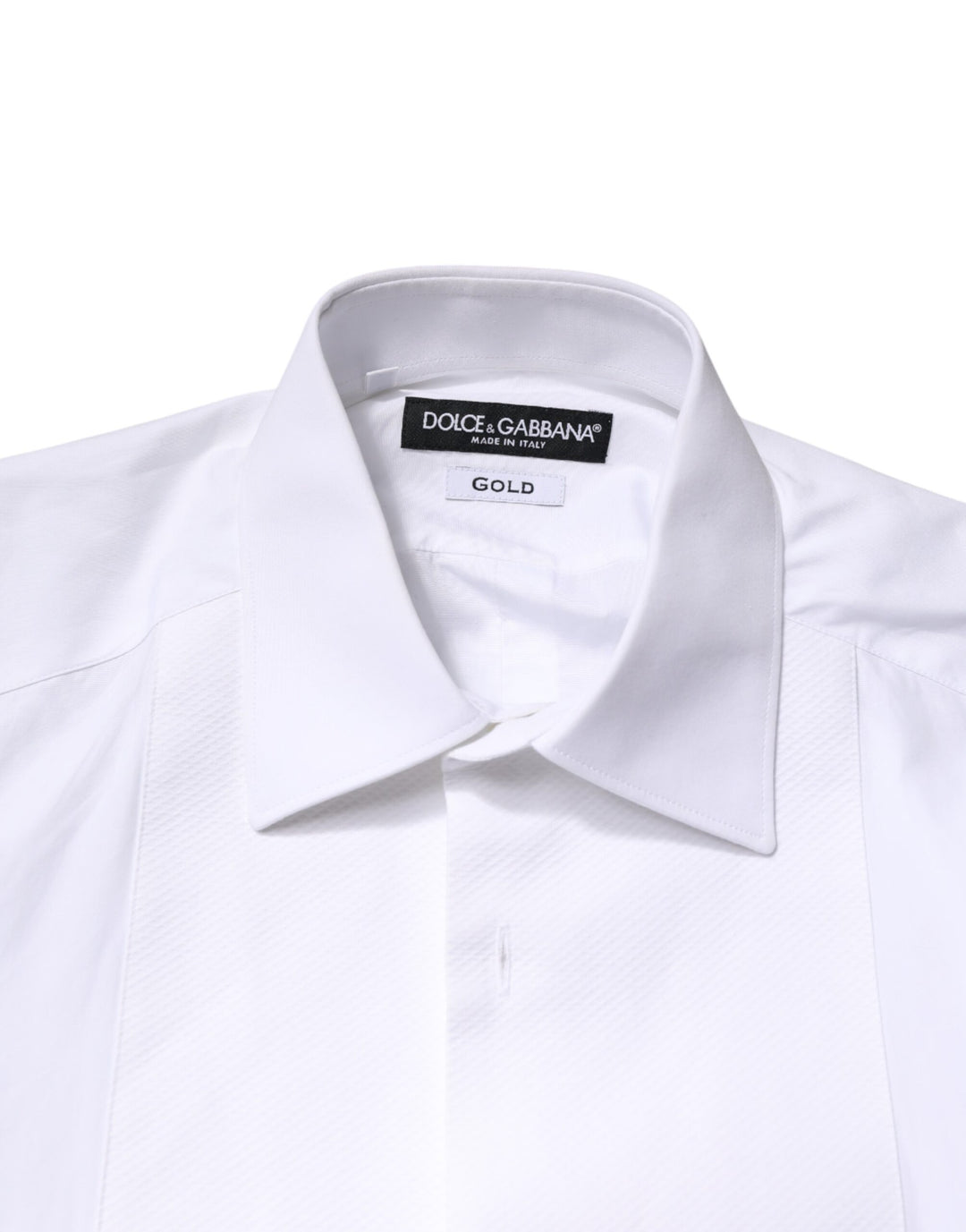 Dolce &amp; Gabbana Sample Sale Dolce &amp; Gabbana White Cotton GOLD Collared Dress Bib Formal Shirt - | Designer outlet
