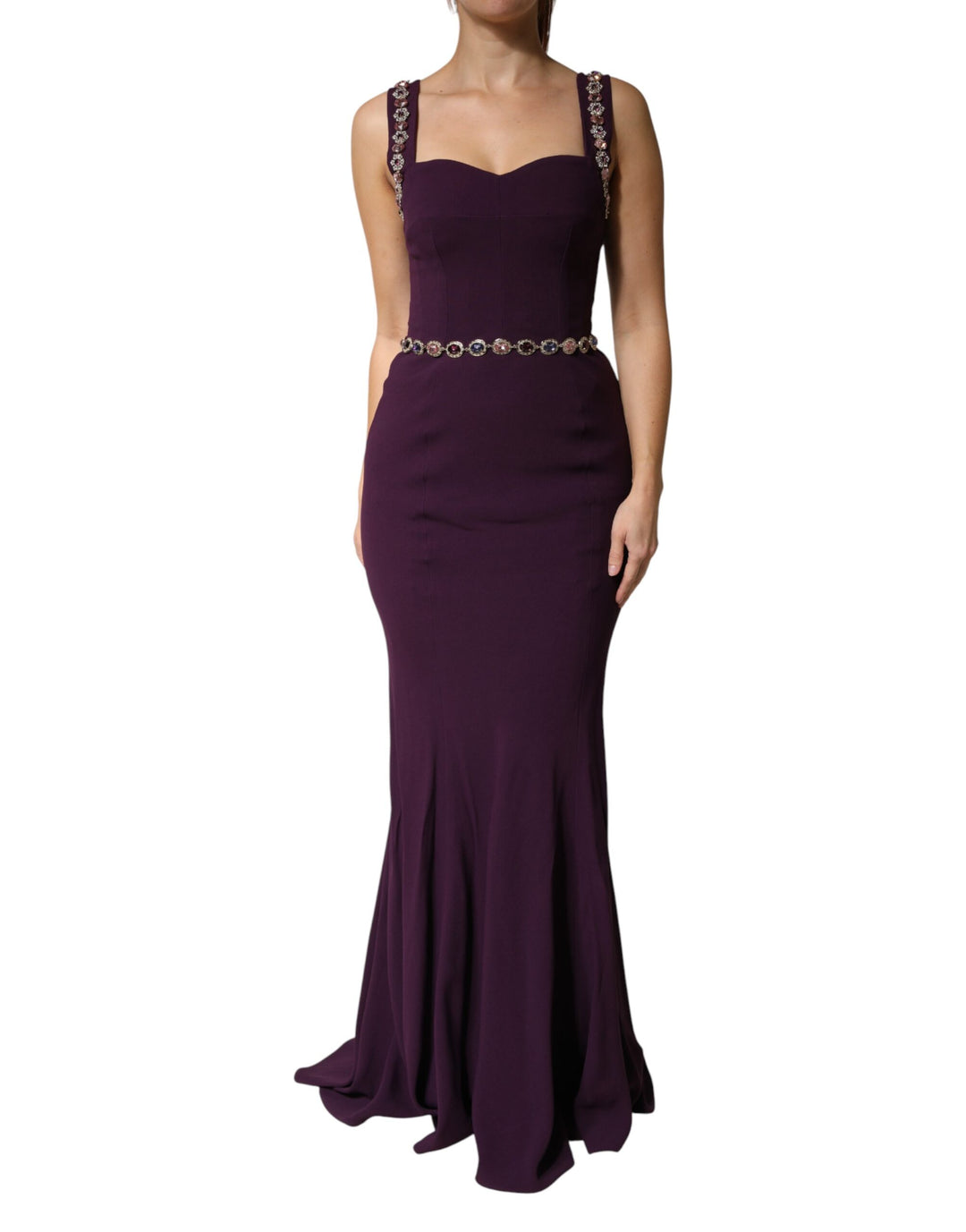 Dolce &amp; Gabbana Violet Embellished Sheath Mermaid Gown Dress by Dolce &amp; Gabbana outlet now on sale