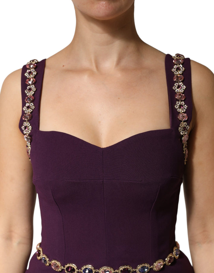 Dolce &amp; Gabbana Violet Embellished Sheath Mermaid Gown Dress by Dolce &amp; Gabbana outlet now on sale