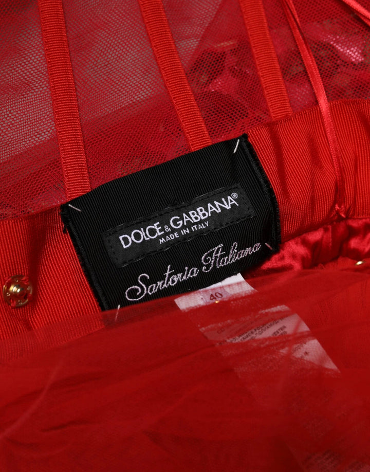 Dolce &amp; Gabbana Sample Sale Dolce &amp; Gabbana Red Floral Off Shoulder A-line Gown Dress - | Designer outlet