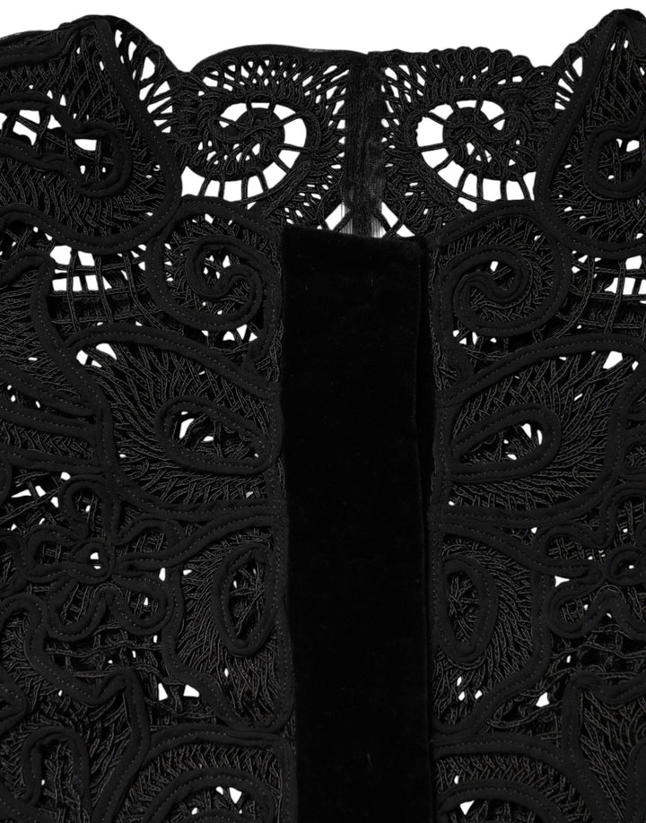 Dolce & Gabbana Black Floral Lace Cropped Coat  Jacket