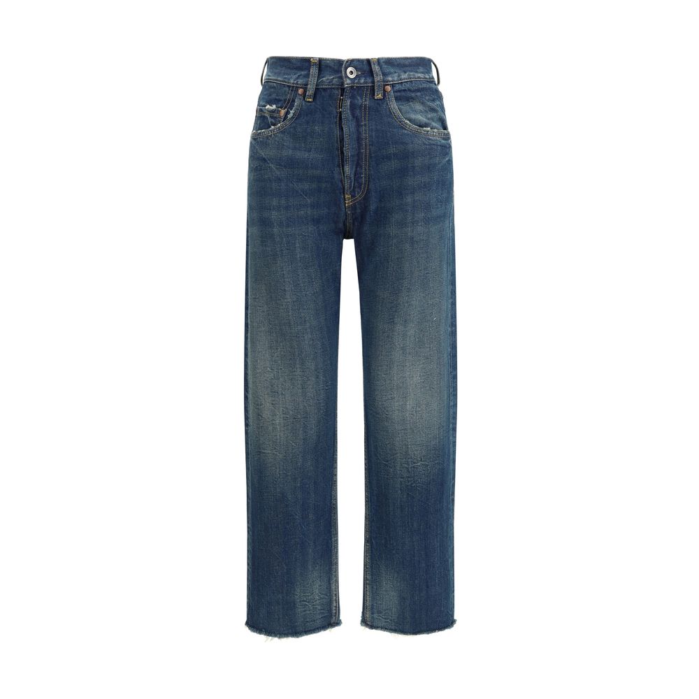 Margiela Blue Cotton Straight-Leg Jeans by Margiela outlet now on sale