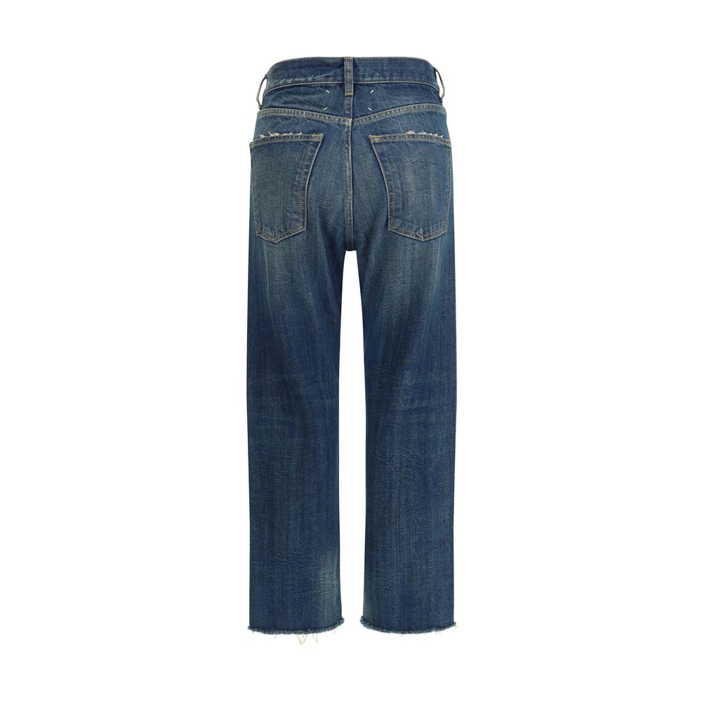 Margiela Blue Cotton Straight-Leg Jeans by Margiela outlet now on sale