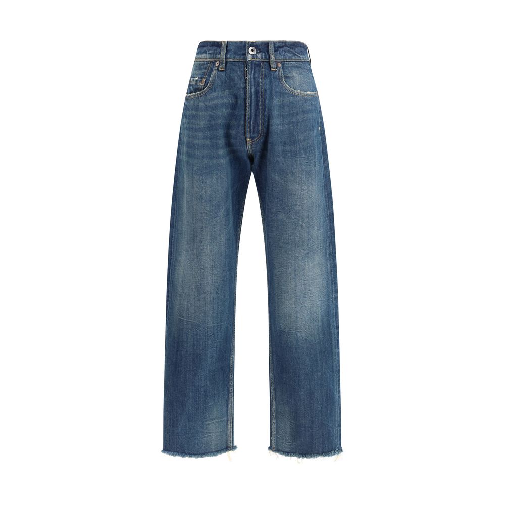 Margiela Blue Cotton Straight-Leg Jeans by Margiela outlet now on sale