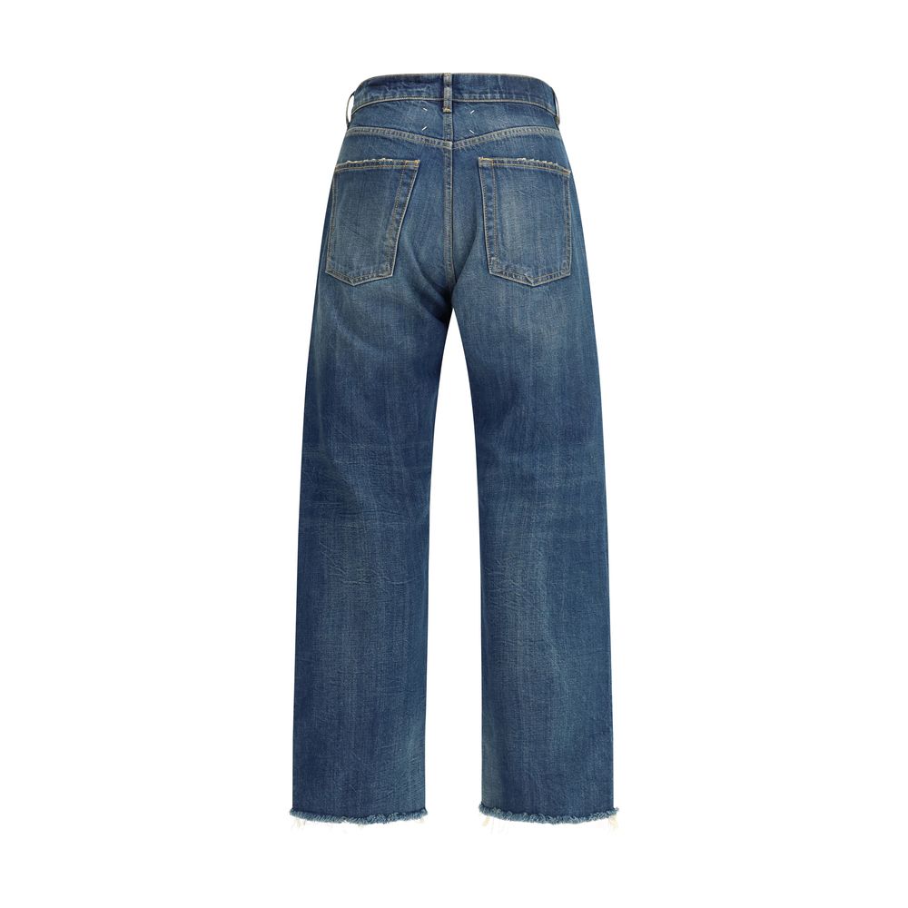 Margiela Blue Cotton Straight-Leg Jeans by Margiela outlet now on sale