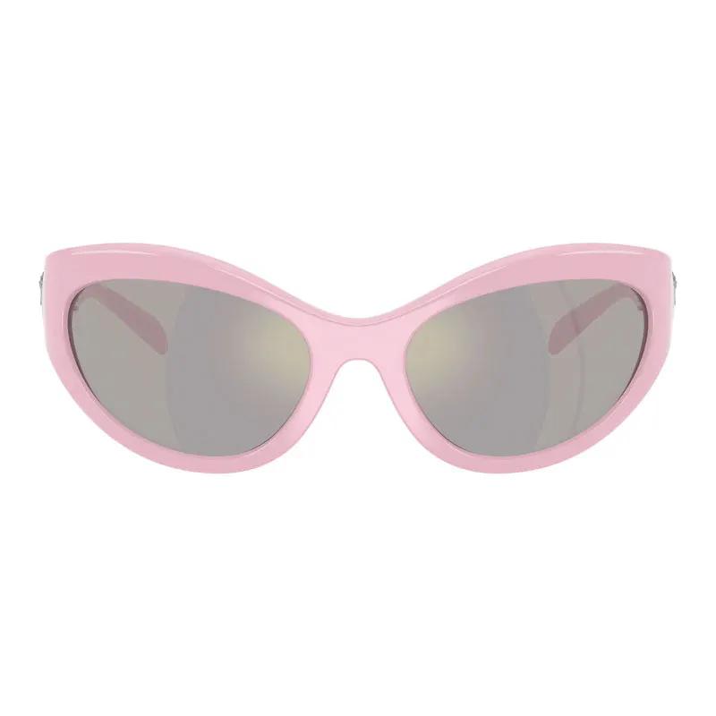 Versace Sunglasses Cat Eye Full Rim, Shiny Pink Frame And Pink With Rose Gold Mirror Lens Ve44855521/z