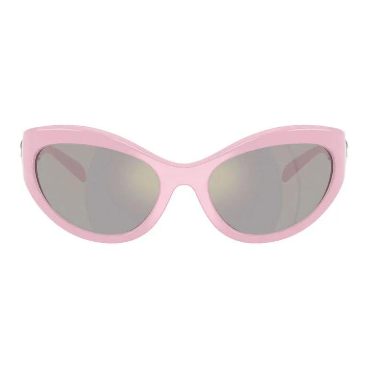 Versace Sunglasses Cat Eye Full Rim, Shiny Pink Frame And Pink With Rose Gold Mirror Lens Ve44855521/z