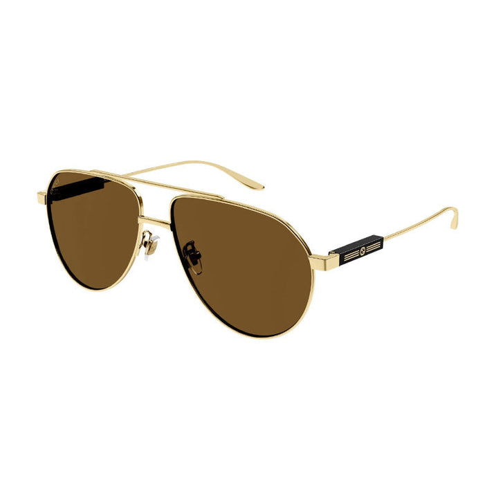 Gucci Sunglasses Aviator Full Rim, Gold Frame and Brown Lens GG1311S004