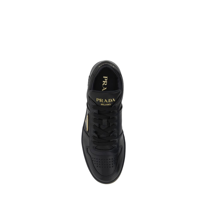 Prada Black Calf Leather Bos Taurus Low Top Sneakers