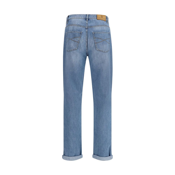 Brunello Cucinelli Light Blue Cotton Straight-Leg Jeans by Brunello Cucinelli outlet now on sale