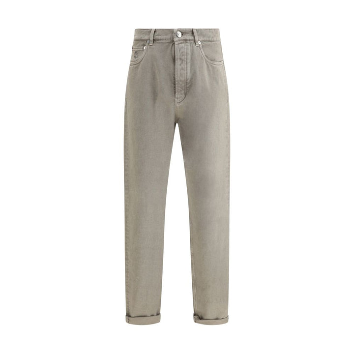 Brunello Cucinelli Green Cotton Straight-Leg Jeans by Brunello Cucinelli outlet now on sale