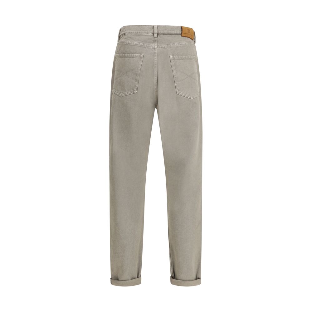 Brunello Cucinelli Green Cotton Straight-Leg Jeans by Brunello Cucinelli outlet now on sale