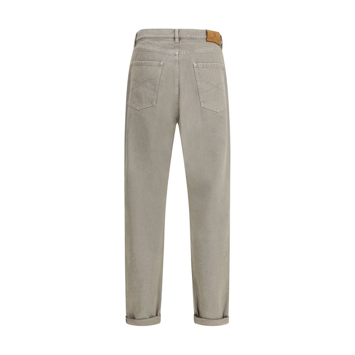 Brunello Cucinelli Green Cotton Straight-Leg Jeans by Brunello Cucinelli outlet now on sale