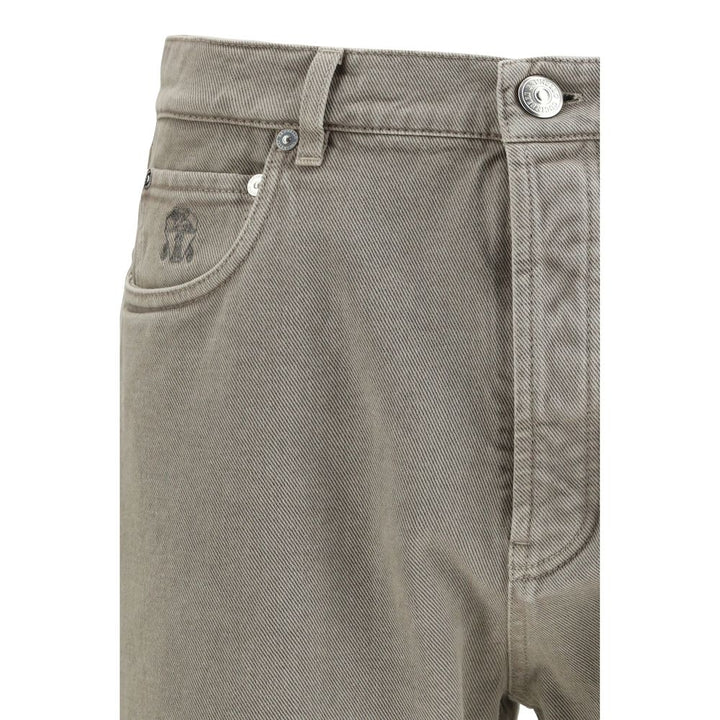 Brunello Cucinelli Green Cotton Straight-Leg Jeans by Brunello Cucinelli outlet now on sale