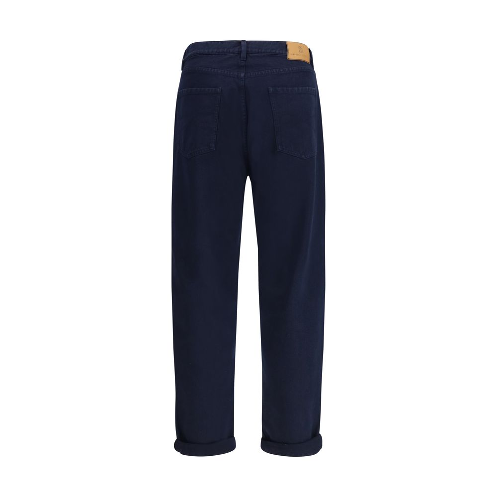 Brunello Cucinelli Blue Cotton Straight-Leg Jeans by Brunello Cucinelli outlet now on sale