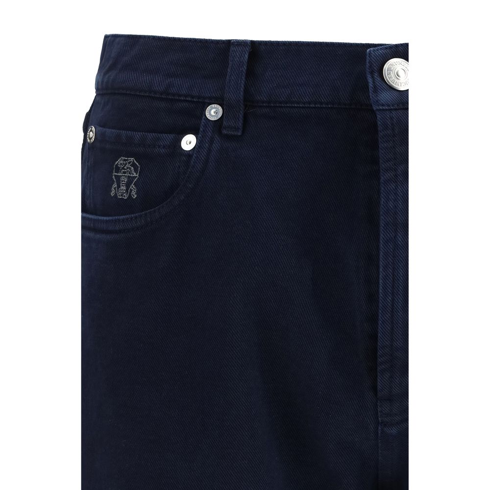Brunello Cucinelli Blue Cotton Straight-Leg Jeans by Brunello Cucinelli outlet now on sale