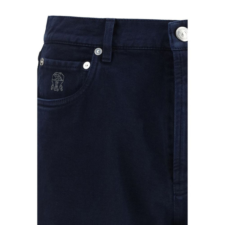 Brunello Cucinelli Blue Cotton Straight-Leg Jeans by Brunello Cucinelli outlet now on sale