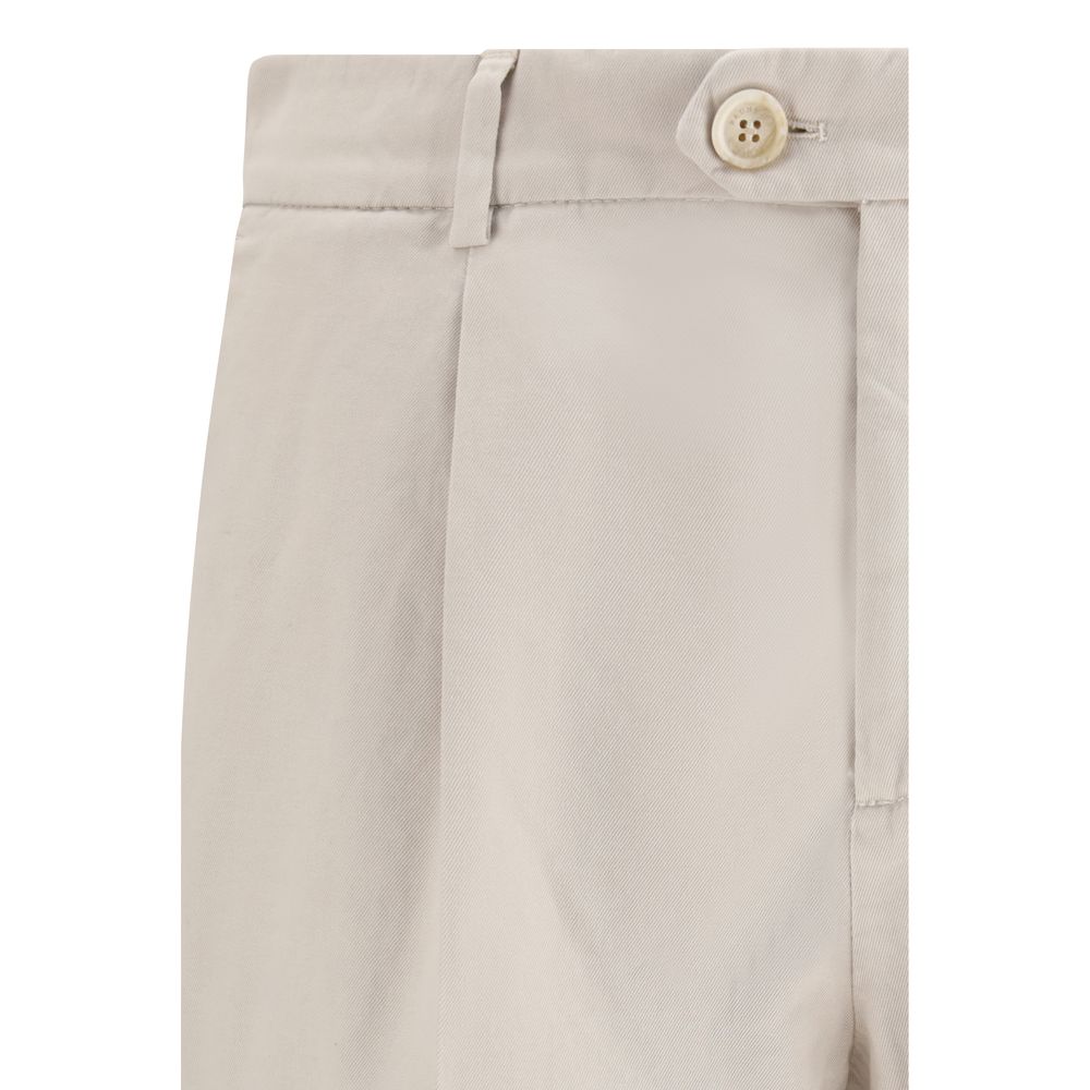 Brunello Cucinelli Cream Cotton Casual Pants by Brunello Cucinelli outlet now on sale