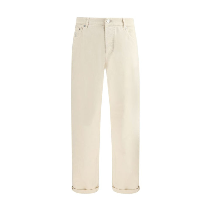 Brunello Cucinelli White Cotton High-Waisted Jean by Brunello Cucinelli outlet now on sale