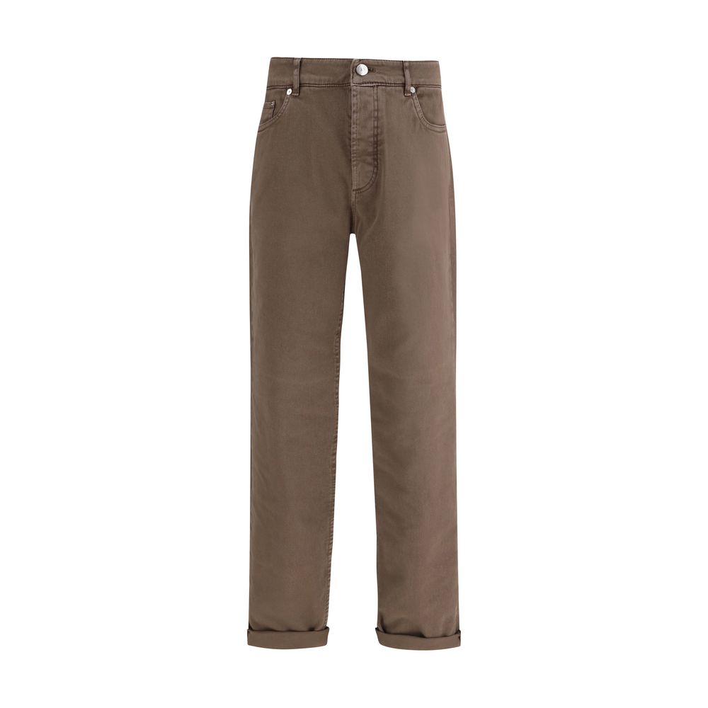 Brunello Cucinelli Brown Cotton Relaxed Fit Jeans by Brunello Cucinelli outlet now on sale
