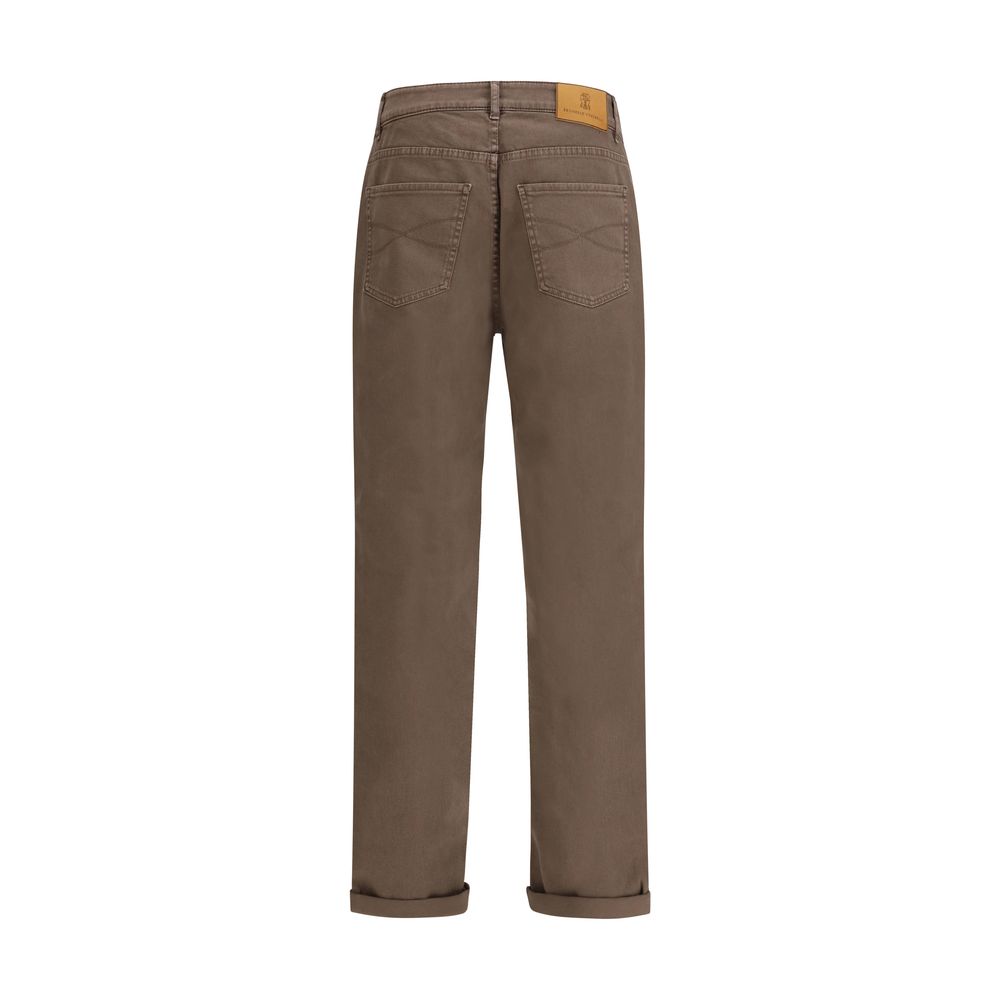 Brunello Cucinelli Brown Cotton Relaxed Fit Jeans by Brunello Cucinelli outlet now on sale