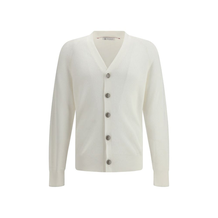 Brunello Cucinelli White Cotton Cardigan by Brunello Cucinelli outlet now on sale