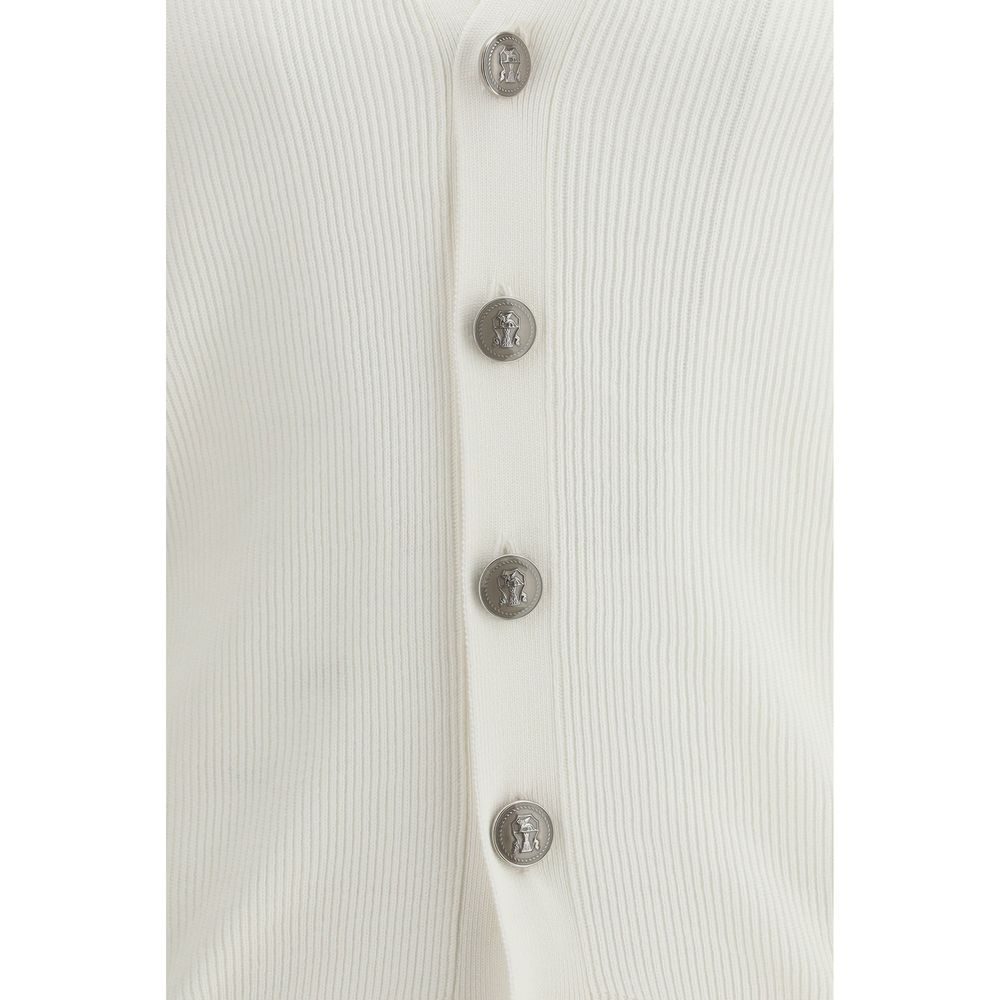 Brunello Cucinelli White Cotton Cardigan by Brunello Cucinelli outlet now on sale