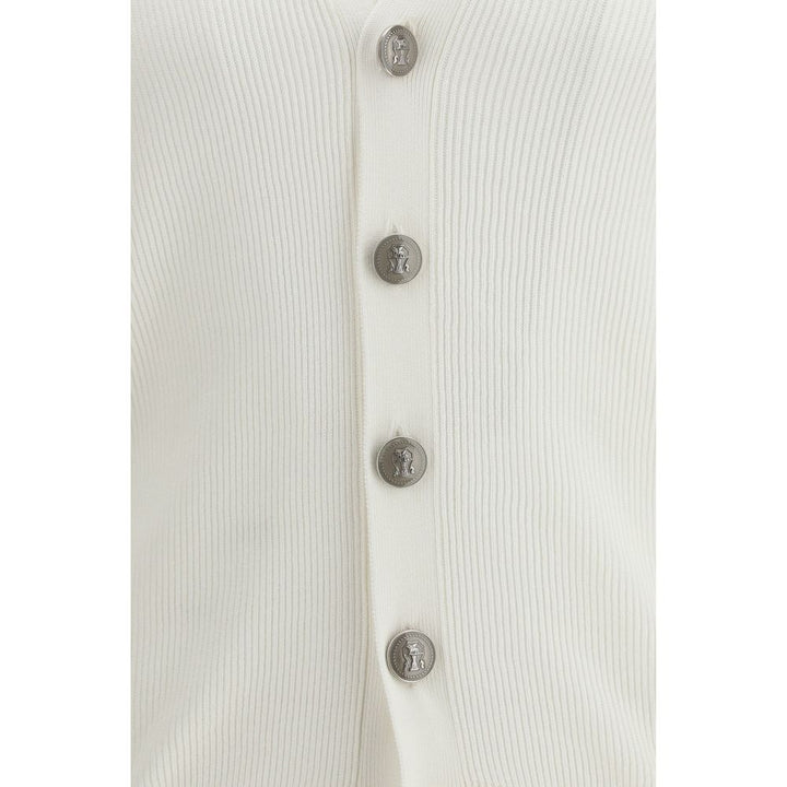 Brunello Cucinelli White Cotton Cardigan by Brunello Cucinelli outlet now on sale