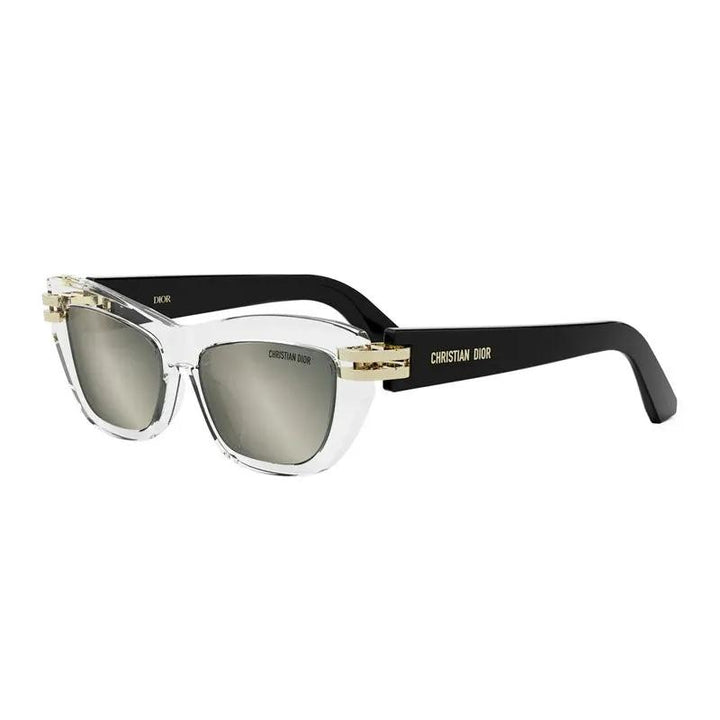 Dior Sunglasses Square Full Rim, Transparent/black Frame And Silver Mirror Lens
