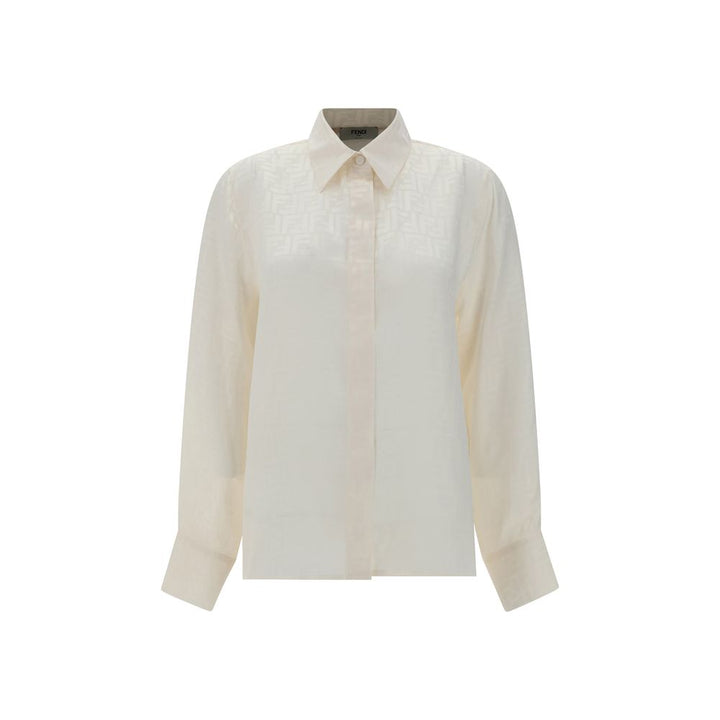 Fendi White Silk Pattern Shirt by Fendi outlet now on sale