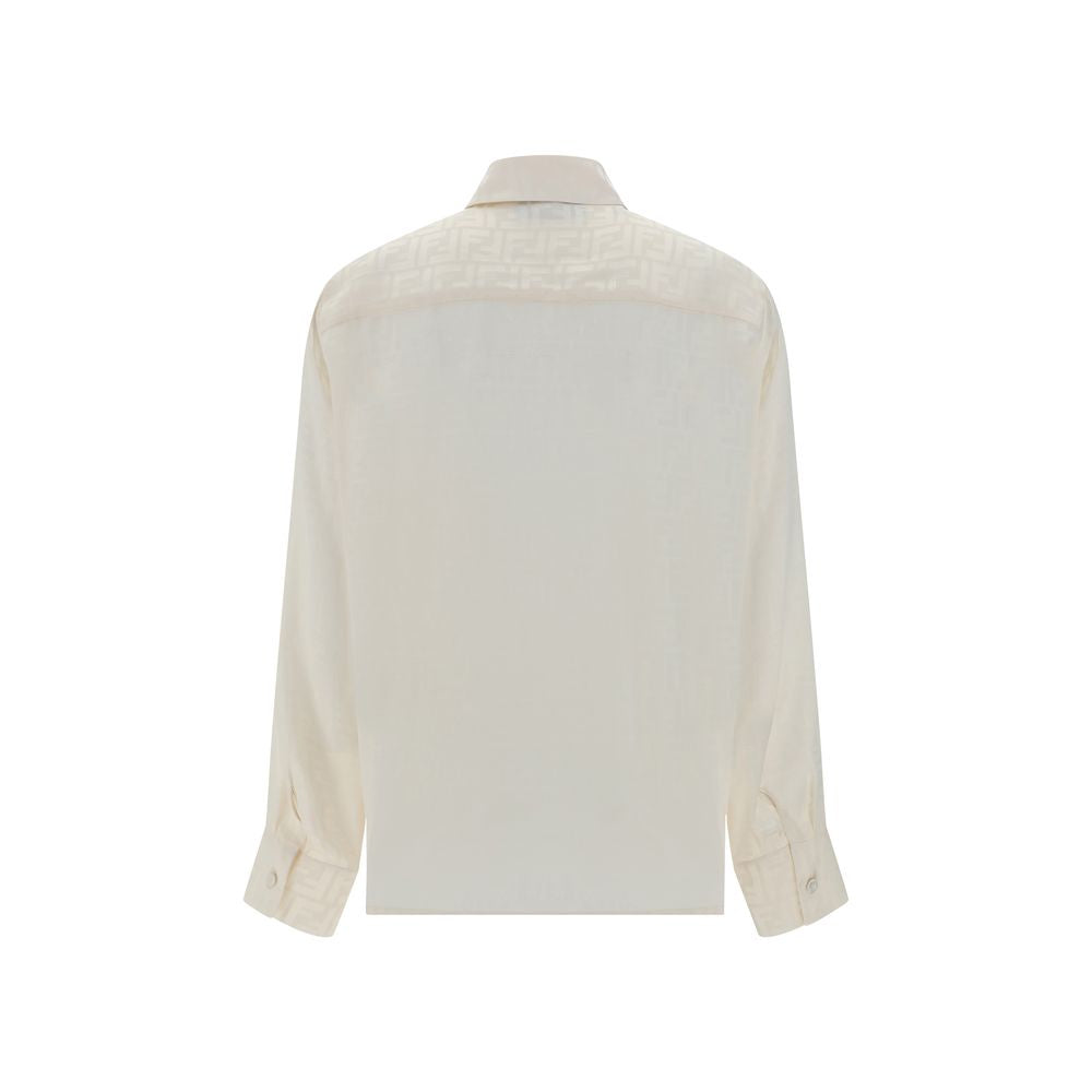 Fendi White Silk Pattern Shirt by Fendi outlet now on sale