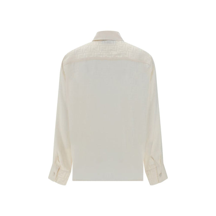 Fendi White Silk Pattern Shirt by Fendi outlet now on sale