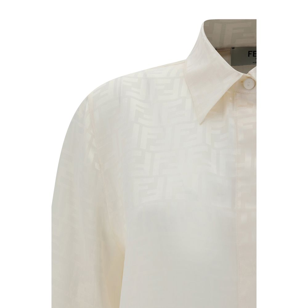 Fendi White Silk Pattern Shirt by Fendi outlet now on sale