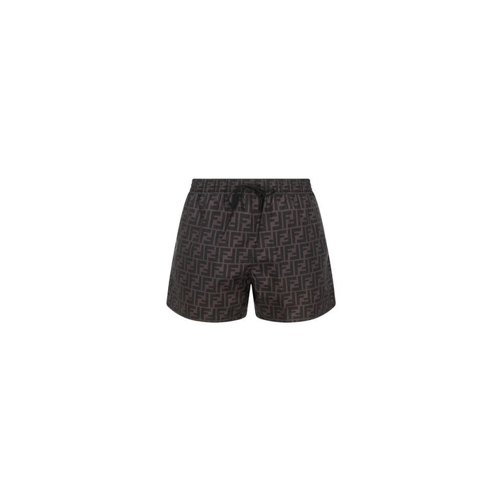 Fendi Gray Polyester Swim Shorts