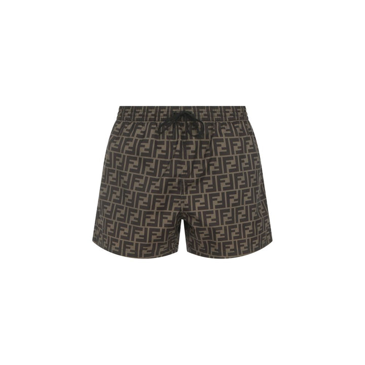 Fendi Brown Polyester Swim Shorts