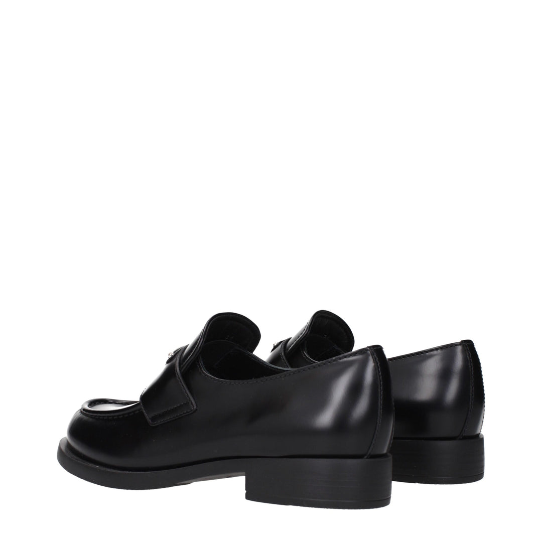 Prada Black Leather Slip-On Loafers