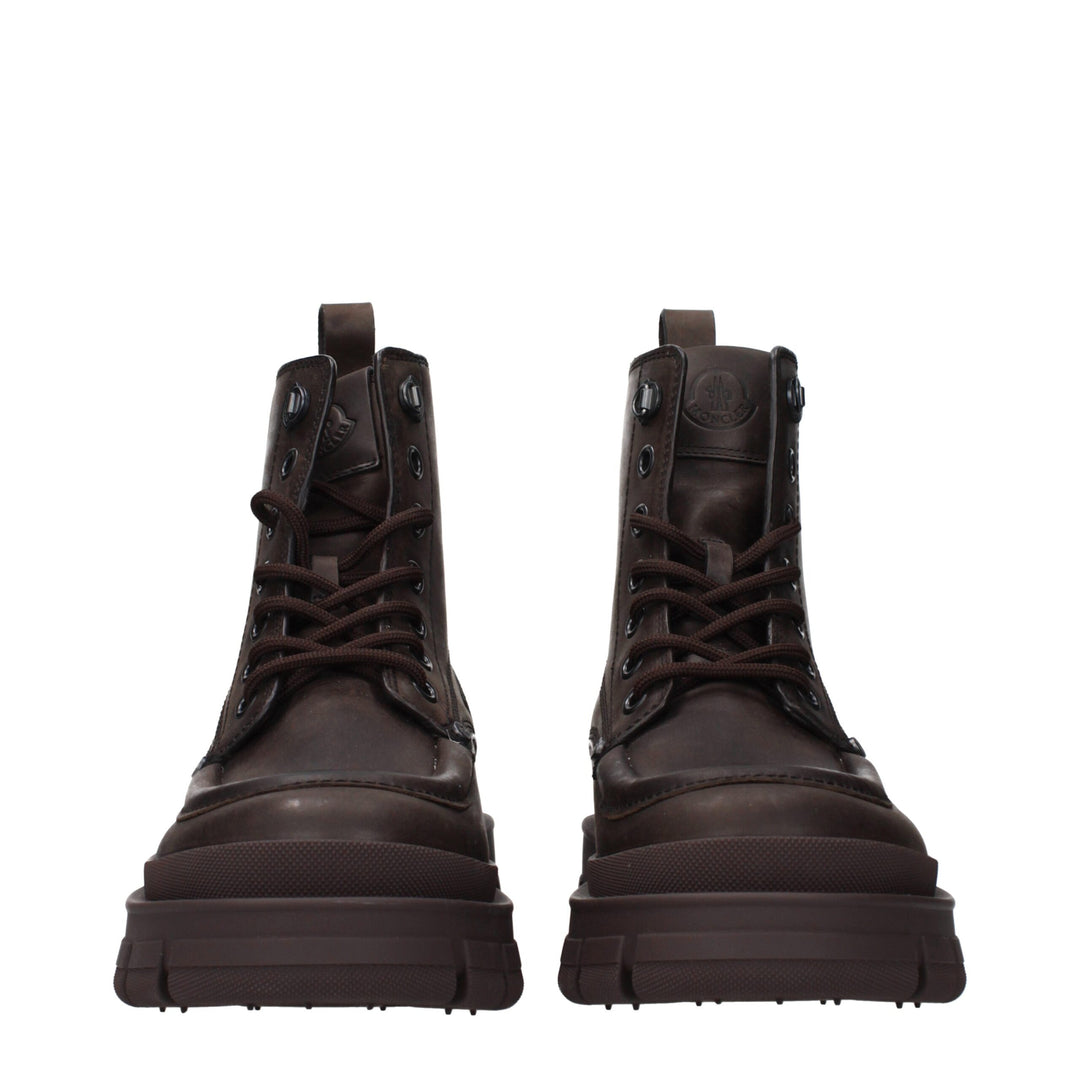Moncler Brown Leather Ankle Boots