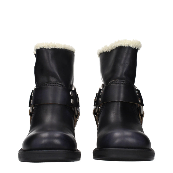 Miu Miu Black Leather Ankle Boots