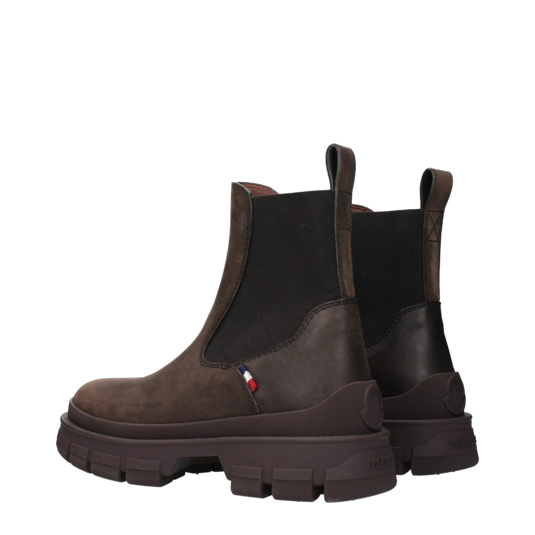 Moncler Sample Sale Moncler Brown Leather Ankle Boots - | Designer outlet