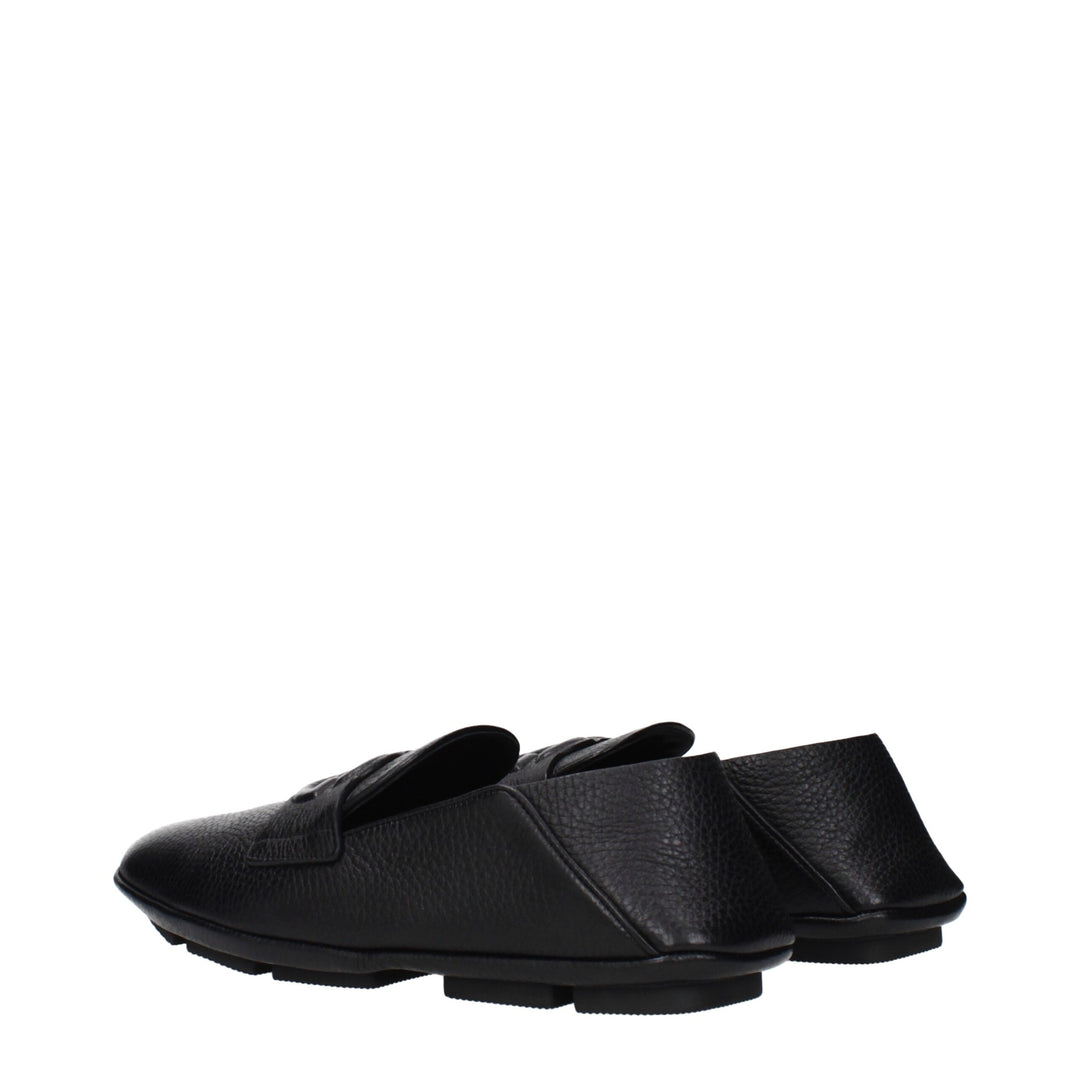 Dolce & Gabbana Black Leather Slip-On Loafers