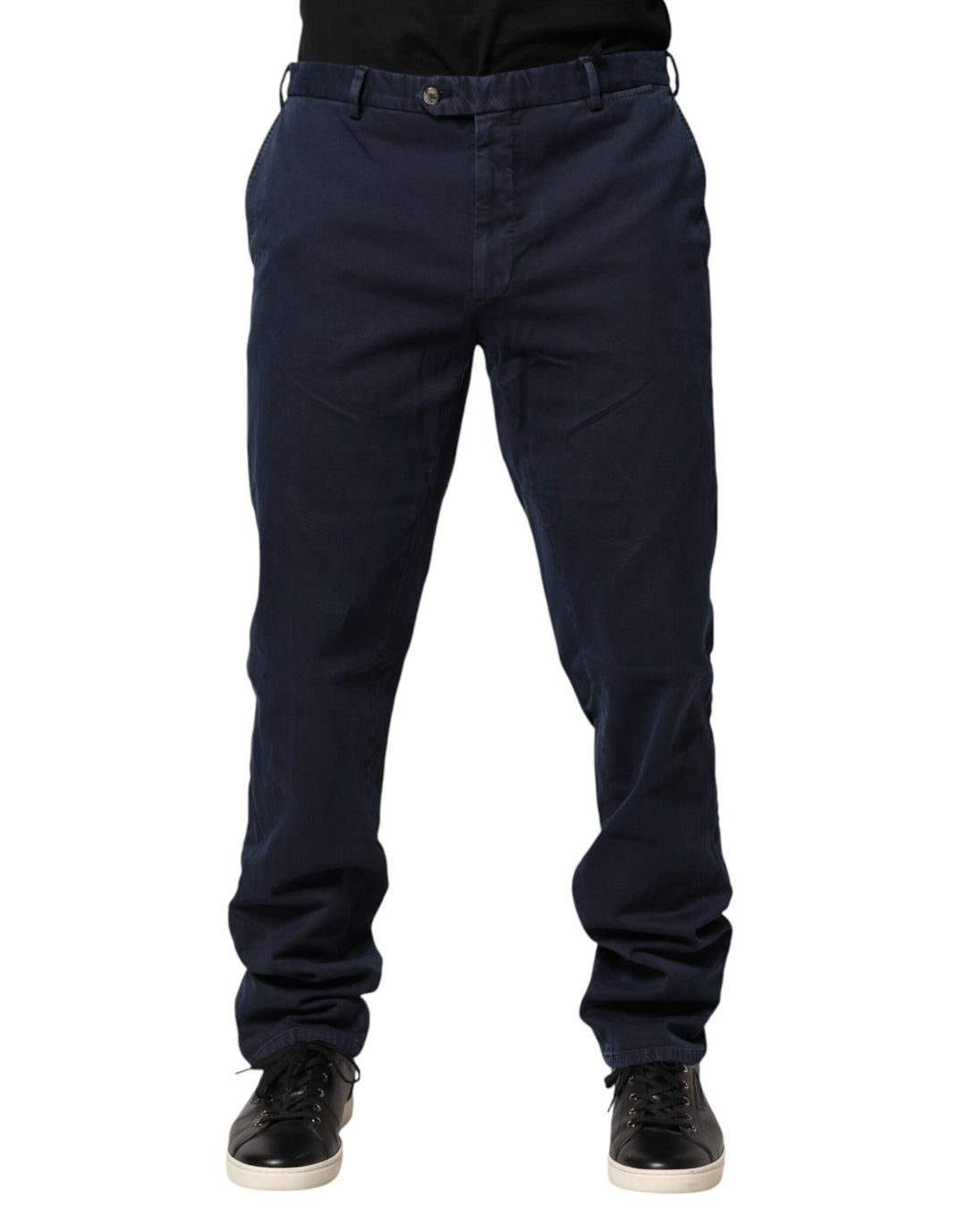 Santaniello Dark Blue Mid Waist Skinny Chino Trouser Pants by Santaniello outlet now on sale