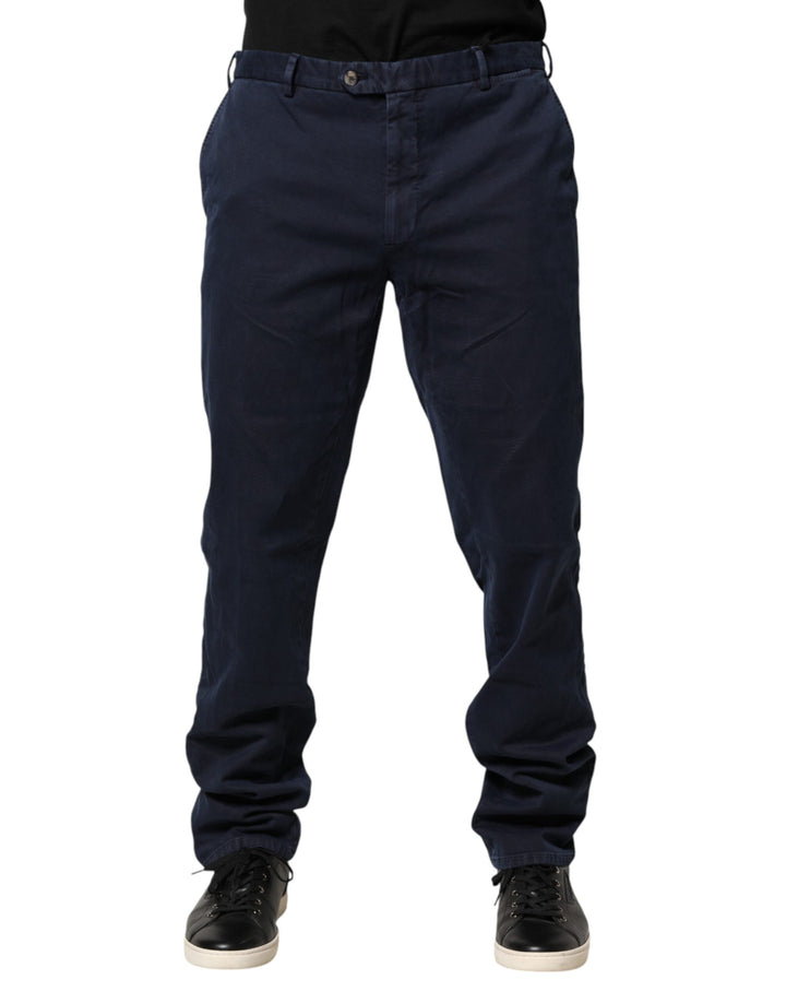 Santaniello Dark Blue Mid Waist Skinny Chino Trouser Pants by Santaniello outlet now on sale