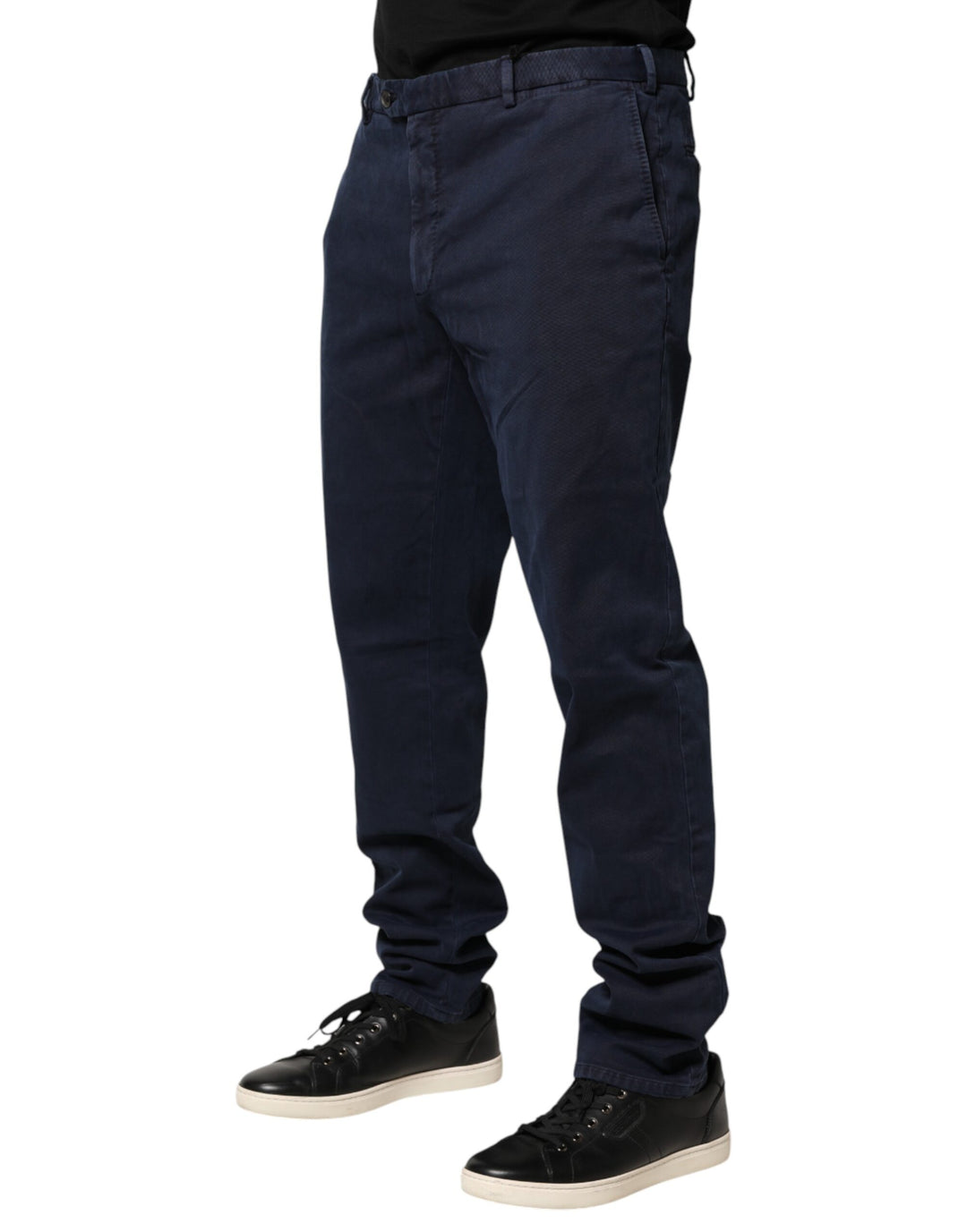 Santaniello Dark Blue Mid Waist Skinny Chino Trouser Pants by Santaniello outlet now on sale