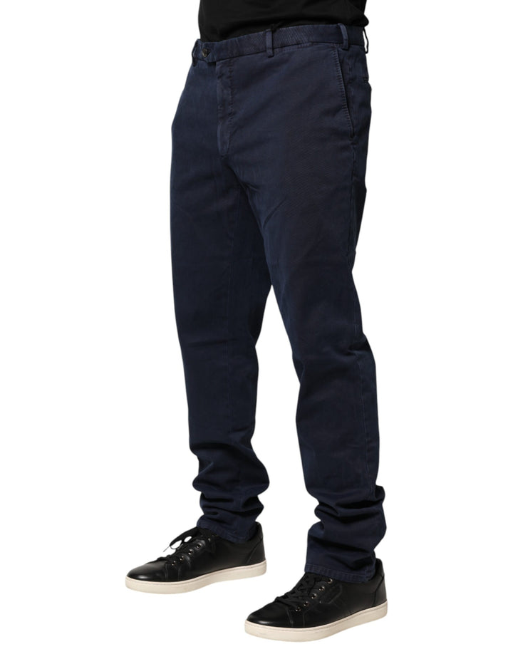 Santaniello Dark Blue Mid Waist Skinny Chino Trouser Pants by Santaniello outlet now on sale