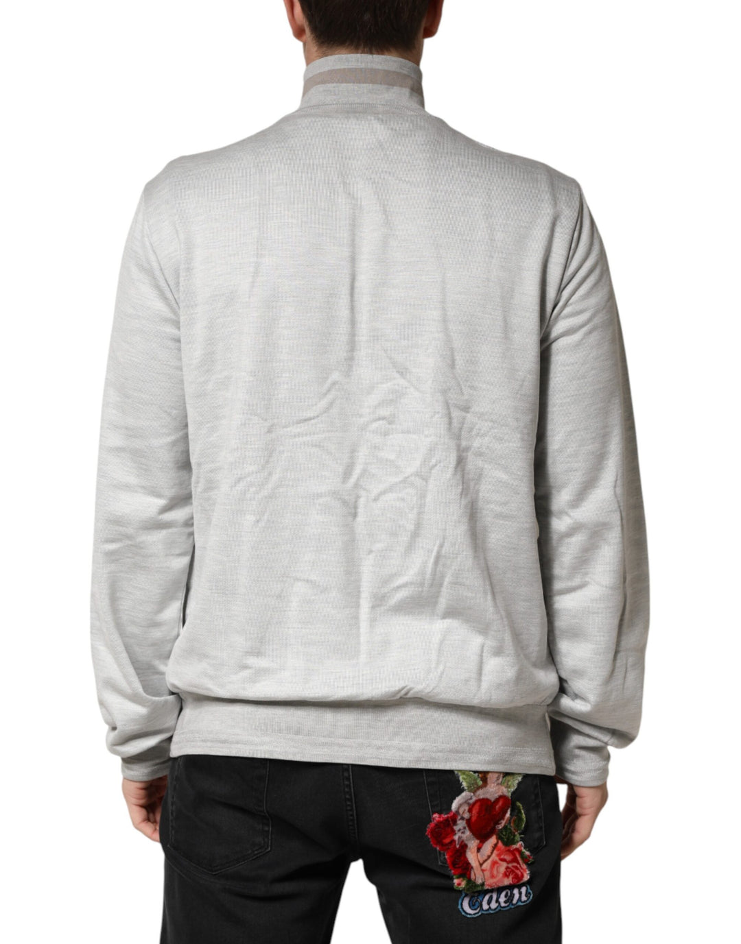 Dolce & Gabbana Light Gray Cotton Zipped Cardigan Sweater by Dolce & Gabbana outlet now on sale