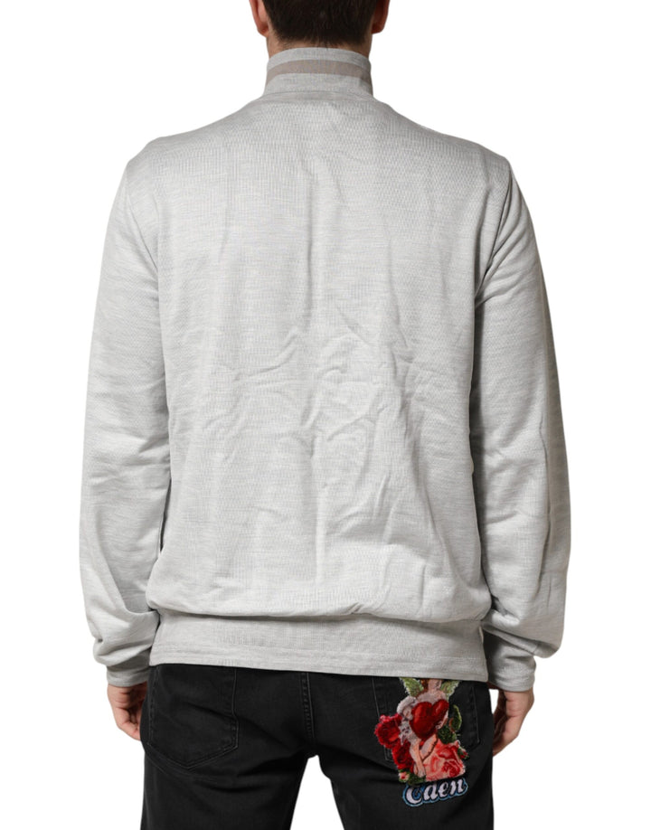 Dolce & Gabbana Light Gray Cotton Zipped Cardigan Sweater by Dolce & Gabbana outlet now on sale