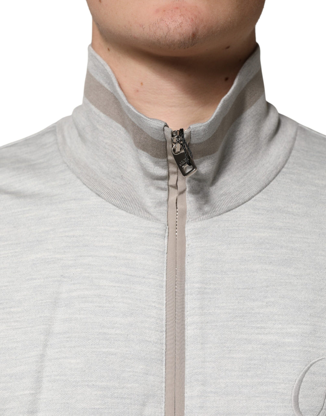 Dolce & Gabbana Light Gray Cotton Zipped Cardigan Sweater by Dolce & Gabbana outlet now on sale